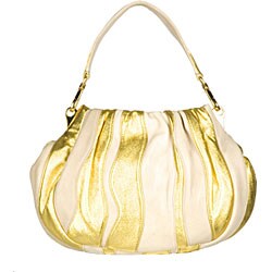 Prada Beige/ Gold Stripes Hobo Bag