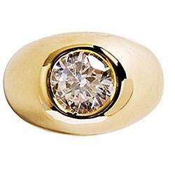 14k Yellow Gold Overlay 'Gypsy' CZ Solitaire Ring