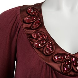 Ninety Women's Jewel Embellished V-neck Shirt