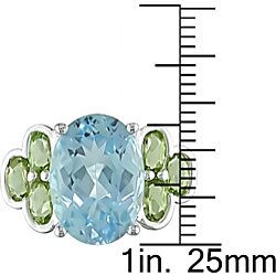 Sterling Silver Blue Topaz and Peridot Ring