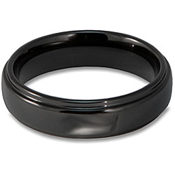 Ceramic Ridged Edge Brushed and Polished Ring (6 mm)