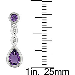 10k Gold Diamond and Amethyst Drop Earrings