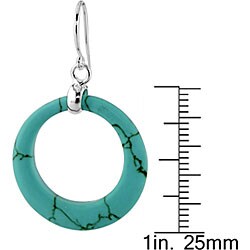 Sterling Silver Circle Turquoise Hook Earrings