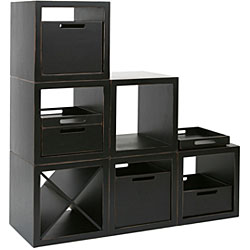 Cubix Stacking Black Tray Set Unit