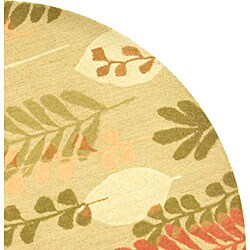 Handmade Ferns Contemporary Taupe Wool Rug (8' Round)