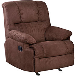 Recliner Rocker Chair Dark Brown Microfiber