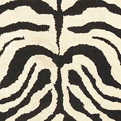 Handmade Soho Zebra Ivory/ Black New Zealand Wool Runner (2'6 x 14')