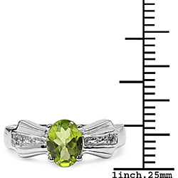 Sterling Silver Peridot and White Topaz Deco Ring (Size 7)