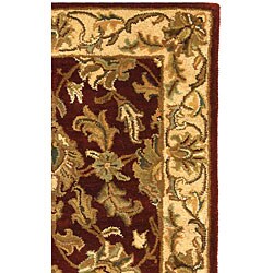 Handmade Heritage Kashan Red/ Ivory Wool Rug (2' x 3')