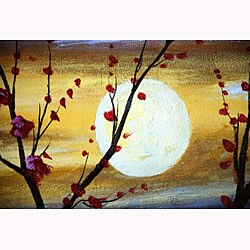 Hand-painted 'Red Bud Rhythm' Canvas Art