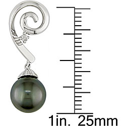 14k White Gold Diamond Tahitian Pearl Earrings