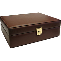 Brown Leather 9-slot Watch and Ring Case