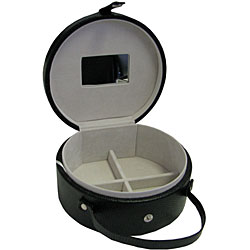 Black Leather Round Jewelry Box