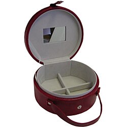 Red Leather Round Jewlery Box