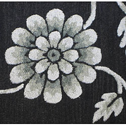 Handmade Wool/ Silk Opulence Black Rug (4' x 6')