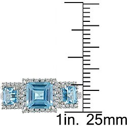 14k Gold Blue Topaz and 1/3ct TDW Diamond Ring