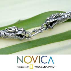 Sterling Silver 'Dragon Art' Chain Necklace (Thailand)