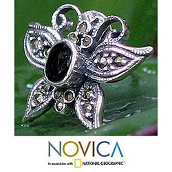 'Freedom' Onyx Marcasite Earrings (Thailand)