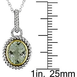 Silver and 14k Gold Green Amethyst Pendant