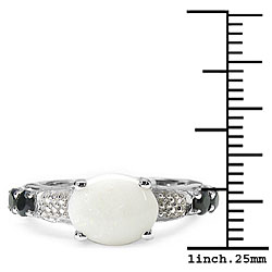 Sterling Silver Genuine Opal and Sapphire Ring
