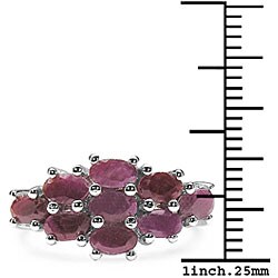 Sterling Silver Ruby Cluster Ring
