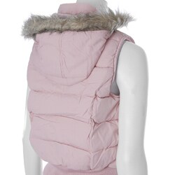 Dulce Bombon Junior's Hooded Plush Trim Quilted Vest