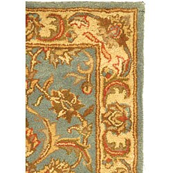 Handmade Heritage Kermansha Blue/ Beige Wool Rug (2' x 3')