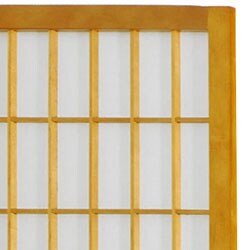 Wood and Rice Paper 6.5-foot 4-panel Windowpane Room Divider (China)