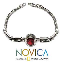 Sterling Silver Garnet 'Cosmic Story' Bracelet (Indonesia)