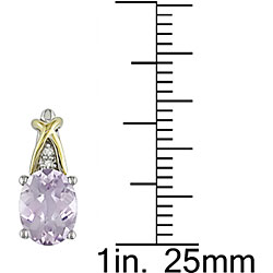 Silver and 10k Gold Rose de France Quartz Earrings