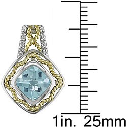 Silver and 10k Gold Blue Topaz and Diamond Earrings