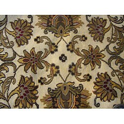 Indo Mahal Ivory/ Black Wool/ Cotton Rug (8' Round)