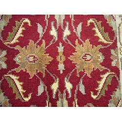 Indo Mahal Red/ Ivory Wool Runner Rug (2'7 x 12')