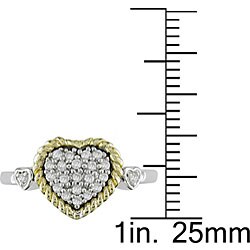 Silver and 10k Gold 1/5ct TDW Diamond Heart Ring