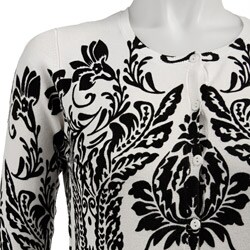 Red Women's Printed Crewneck Cardigan