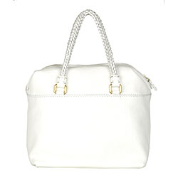 Fendi Selleria White Pebbled Leather Tote Bag