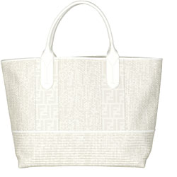 Fendi White Woven Zucca Spalmati Shopping Tote Bag