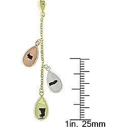 10k Gold Three-tone Dangle Teardrop Earrings