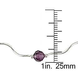 Sterling Silver Purple Crystal Bead Necklace
