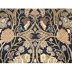 Indo Black/ Purple Wool/ Cotton Rug (8' x 10')