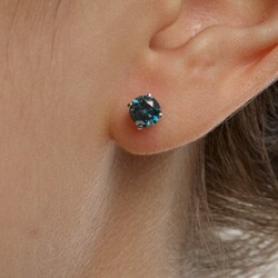 14k Gold 1ct TDW Blue Diamond Stud Earrings (I2 I3)