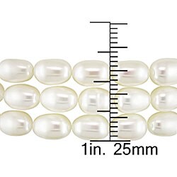 White FW Rice Pearl Elastic Bracelets (6-7 mm) (Set of 3)