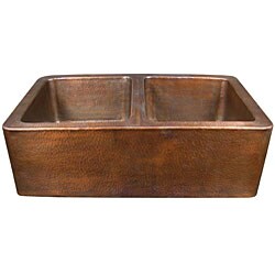 Solid Copper Double Bowl Farmhouse Sink