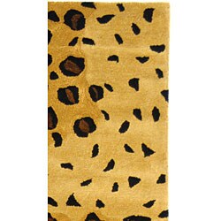 Handmade Leopard-print Gold/ Black N. Z. Wool Runner (2'6 x 12')