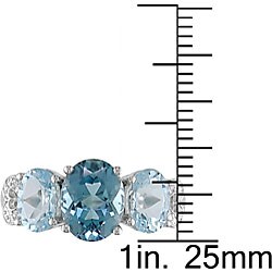 10k Gold Blue Topaz and Diamond Accent Ring
