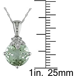 10k Gold Diamond and Green Amethyst Necklace