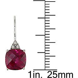 10k White Gold Diamond and Created Ruby Earrings
