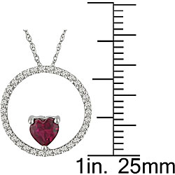10k Gold 1/6ct TDW Diamond Circle and Created Ruby Necklace