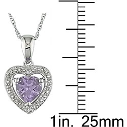 10k Gold Diamond and Amethyst Heart Necklace