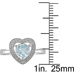 10k Gold Blue Topaz and Diamond Accent Heart Ring